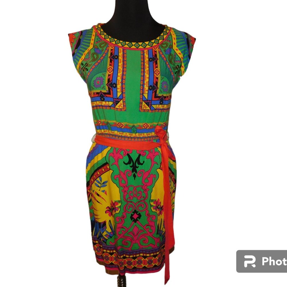 Flying Tomato Colorful Tropical Floral Print Design Dress Size Small Summer